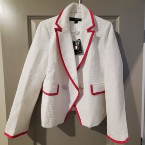 Boston Proper Shimmer Tweed Piped Double Breasted Blazer - Size 10 - *NWT*